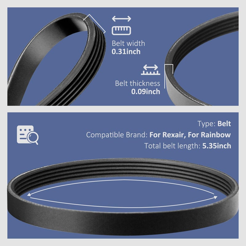 MaxLLTo Replacement R15364B Vacuum Belt for Rexair Rainbow Serpentine PN12 Powerheads with The Grooved Motor Shaft - Image 5